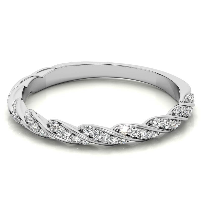 Round Twisted Design Moissanite Stackable Band