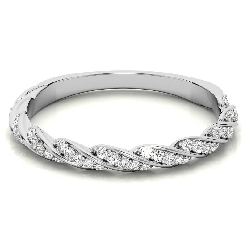 Round Twisted Design Moissanite Stackable Band