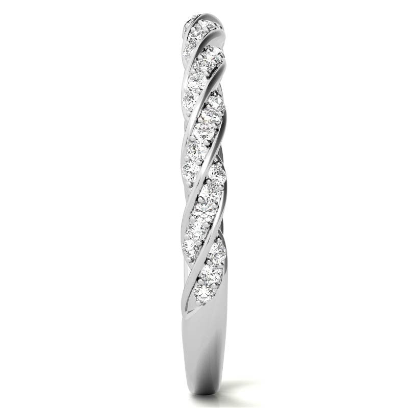 Round Twisted Design Moissanite Stackable Band