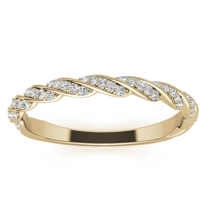 Round Twisted Design Moissanite Stackable Band