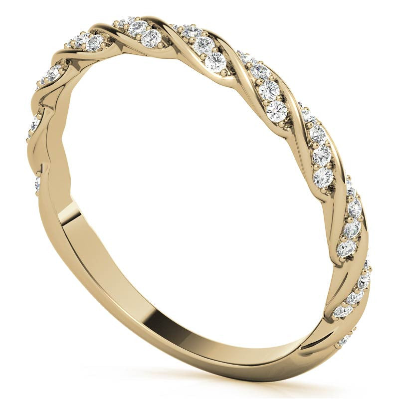 Round Twisted Design Moissanite Stackable Band