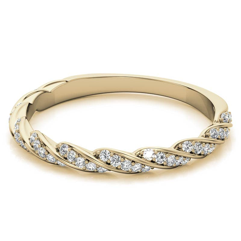 Round Twisted Design Moissanite Stackable Band
