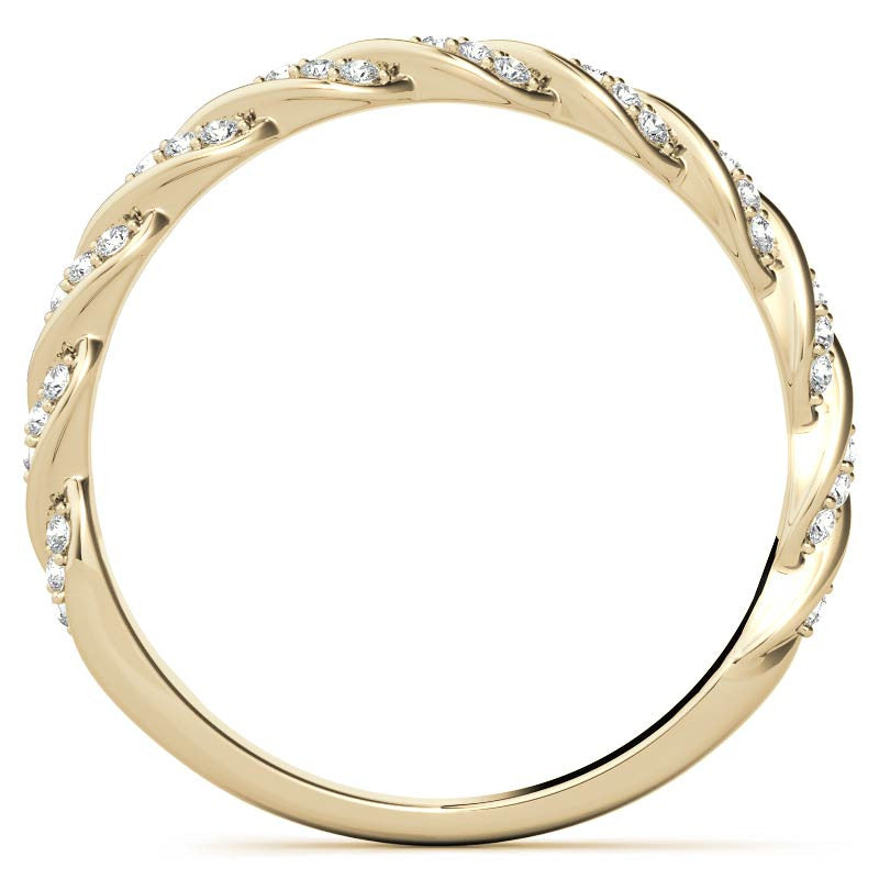 Round Twisted Design Moissanite Stackable Band