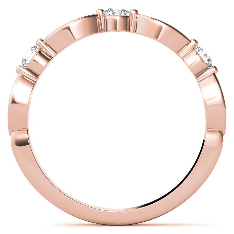 Scallop Design Round Brilliant Moissanite Stackable Band