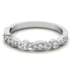Scallop Design Round Brilliant Moissanite Stackable Band