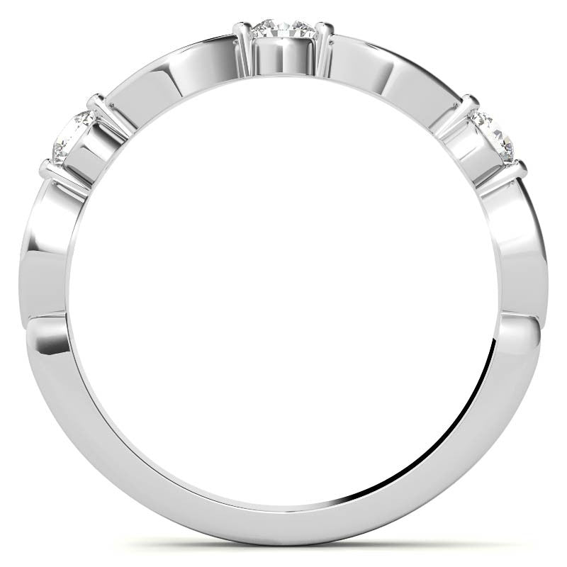Scallop Design Round Brilliant Moissanite Stackable Band