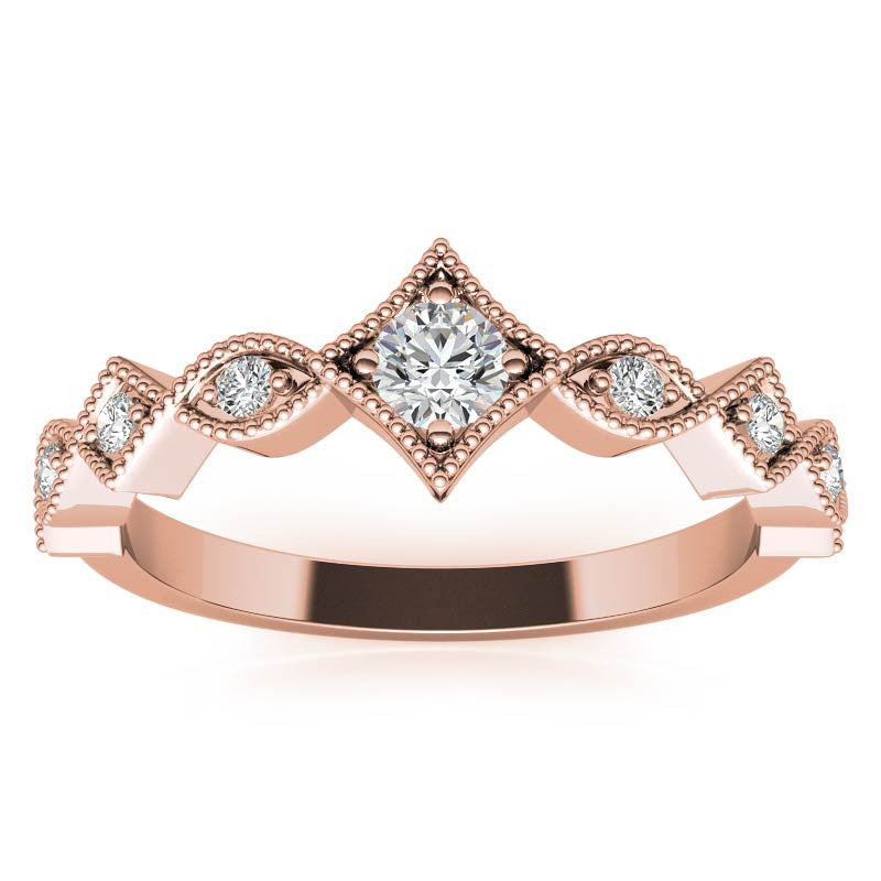 Milgrain Accented Moissanite Stackable Band
