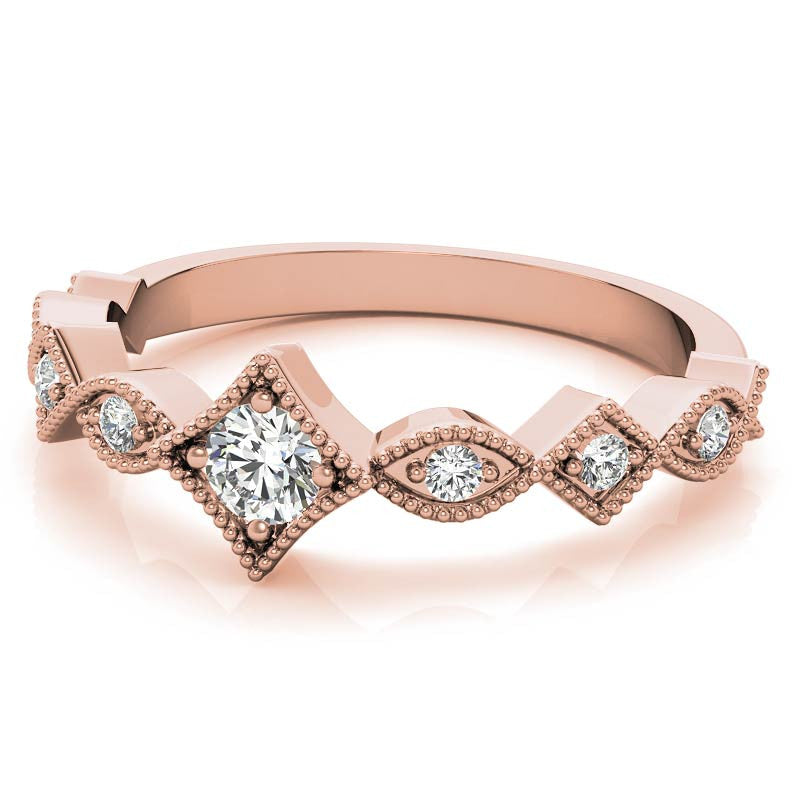 Milgrain Accented Moissanite Stackable Band