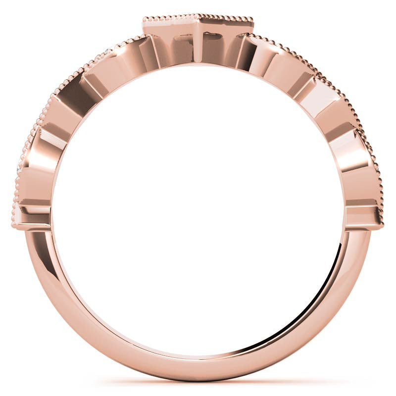 Milgrain Accented Moissanite Stackable Band