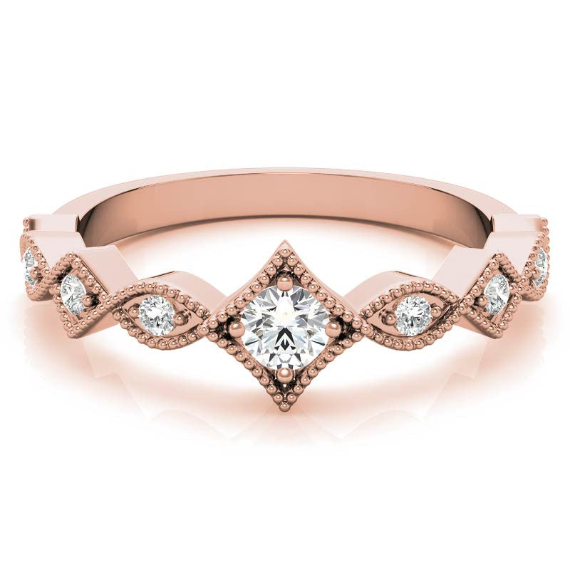 Milgrain Accented Moissanite Stackable Band