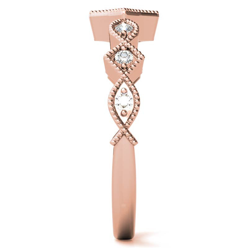 Milgrain Accented Moissanite Stackable Band