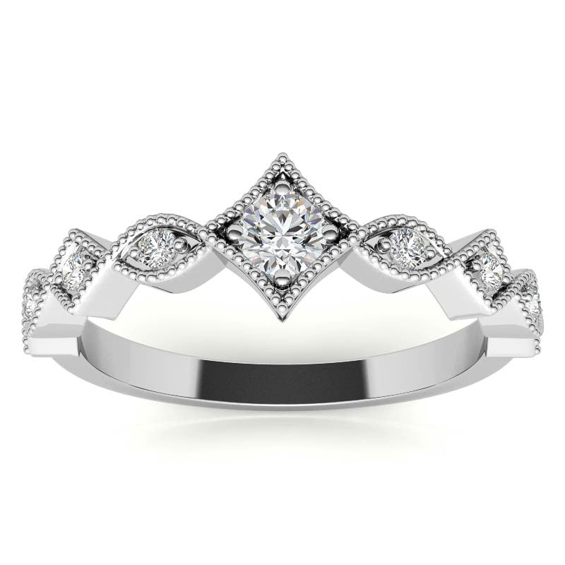 Milgrain Accented Moissanite Stackable Band