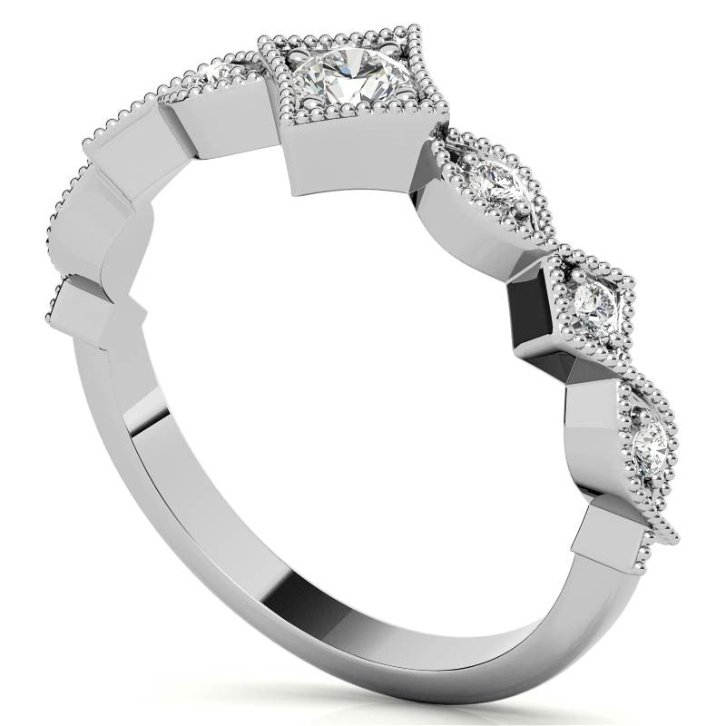 Milgrain Accented Moissanite Stackable Band
