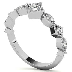 Milgrain Accented Moissanite Stackable Band
