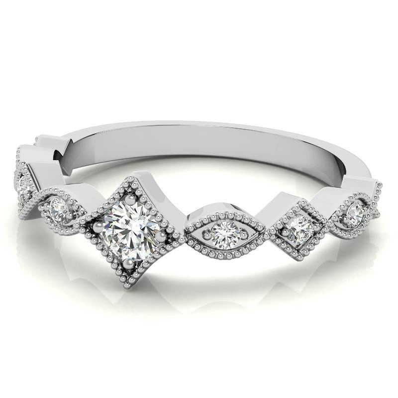 Milgrain Accented Moissanite Stackable Band
