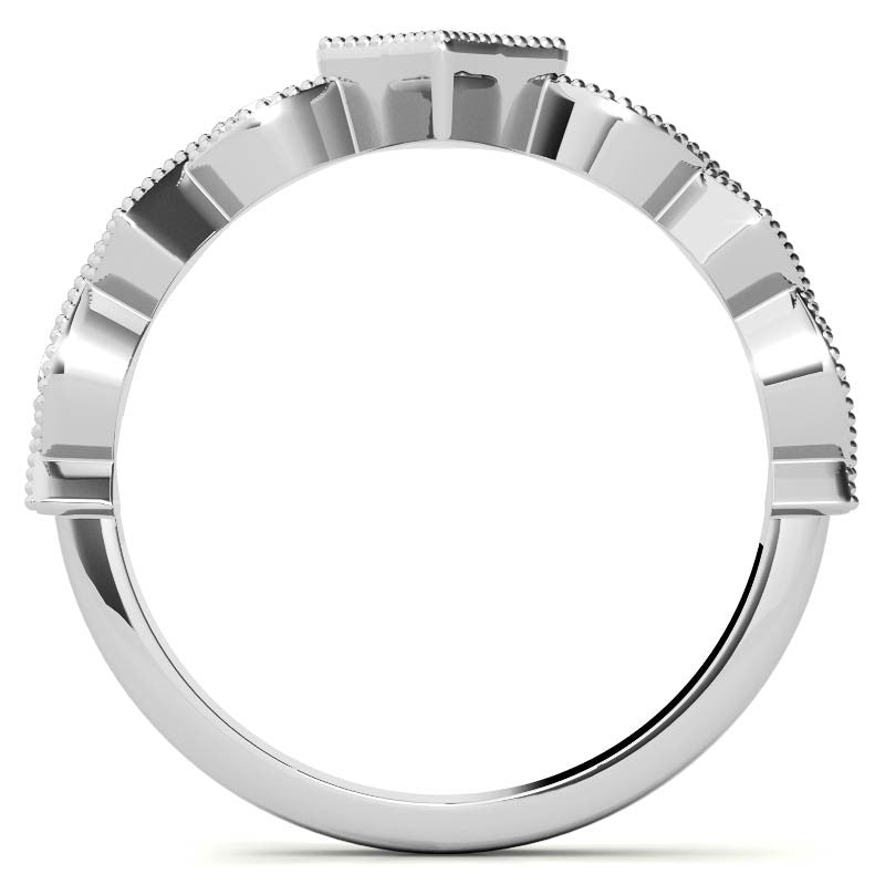 Milgrain Accented Moissanite Stackable Band