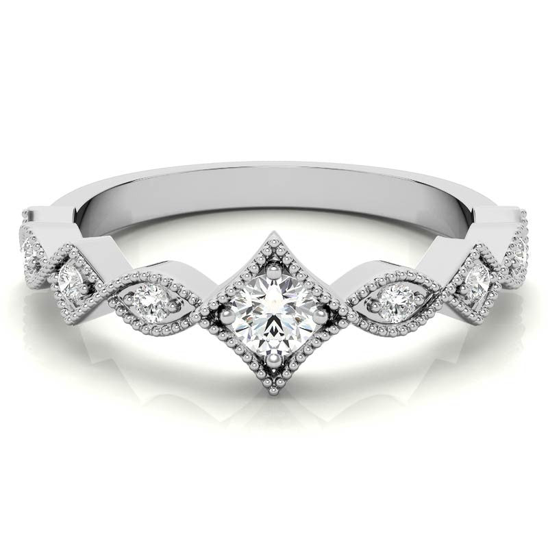 Milgrain Accented Moissanite Stackable Band