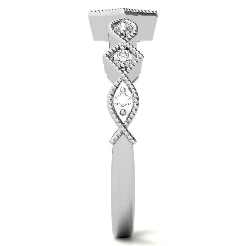 Milgrain Accented Moissanite Stackable Band