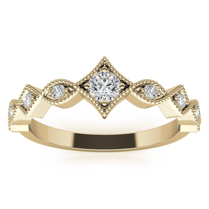 Milgrain Accented Moissanite Stackable Band