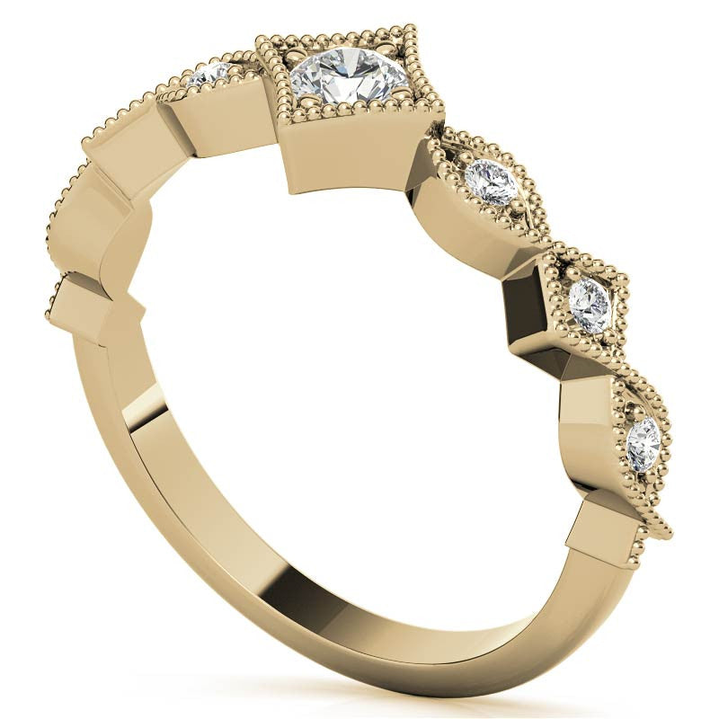 Milgrain Accented Moissanite Stackable Band