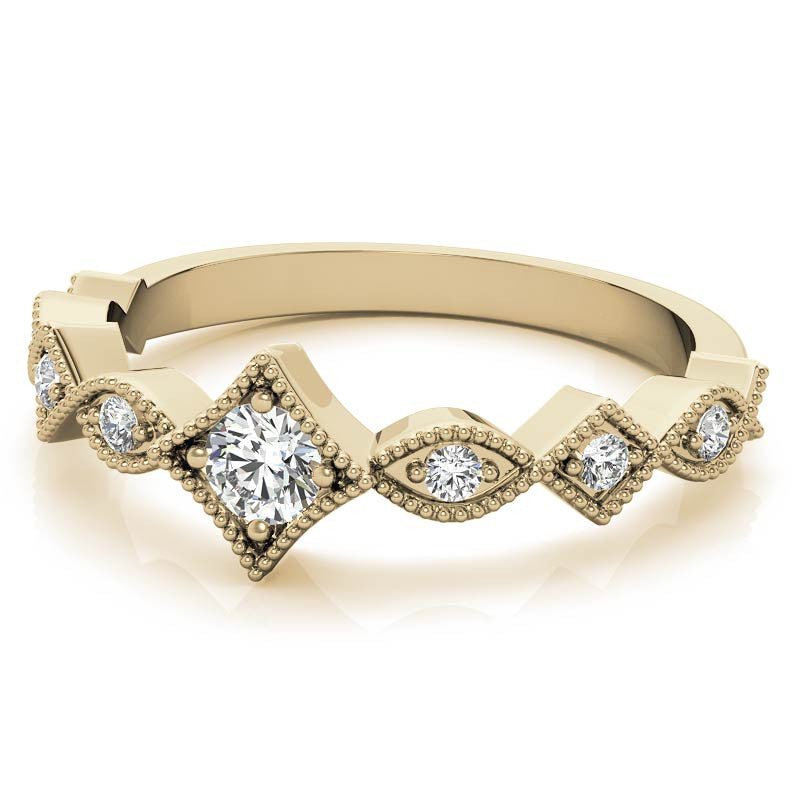 Milgrain Accented Moissanite Stackable Band
