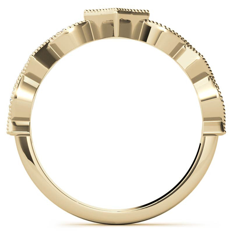 Milgrain Accented Moissanite Stackable Band