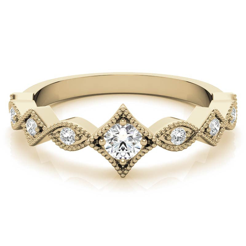 Milgrain Accented Moissanite Stackable Band