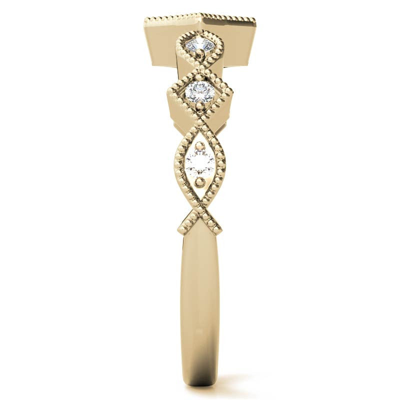 Milgrain Accented Moissanite Stackable Band