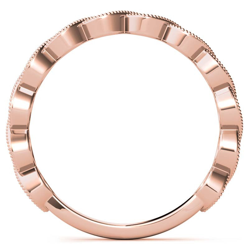 Round Scalloped Band Moissanite Stackable Band with Milgrain