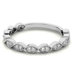 Round Scalloped Band Moissanite Stackable Band with Milgrain