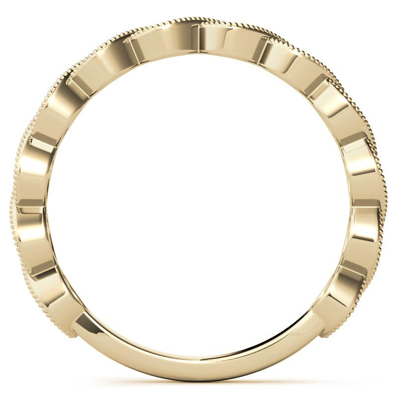 Round Scalloped Band Moissanite Stackable Band with Milgrain