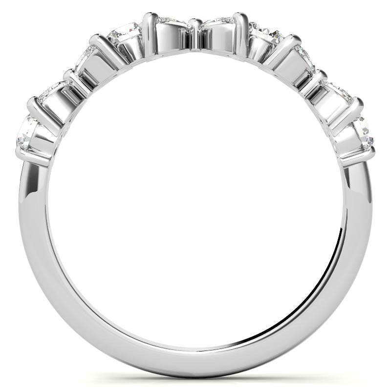 Round and Marquise Floral Moissanite Stackable Band