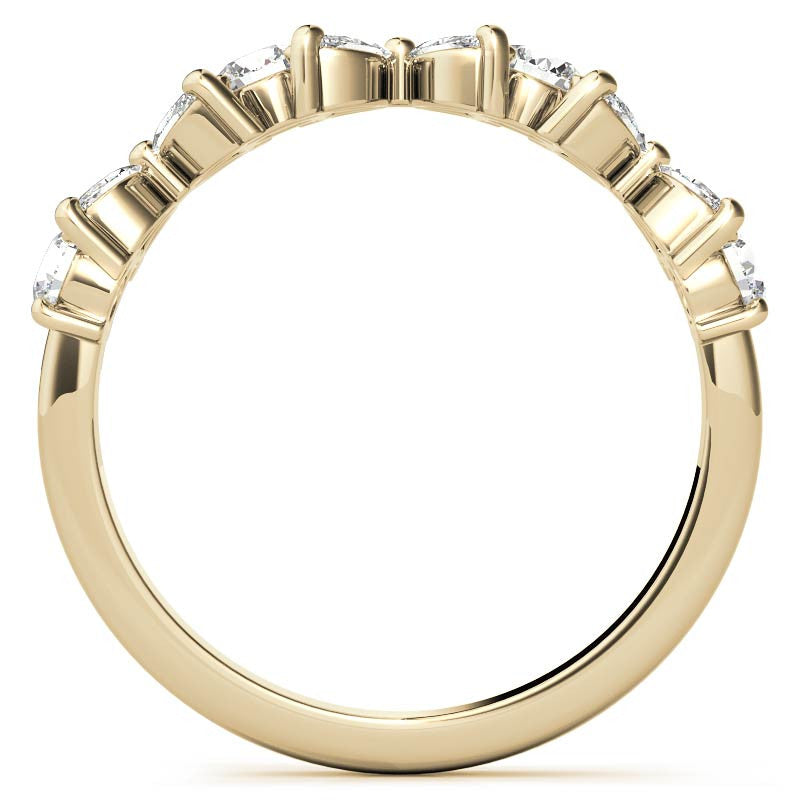 Round and Marquise Floral Moissanite Stackable Band