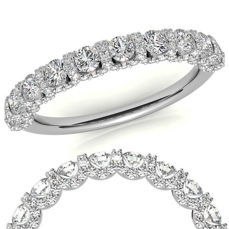 Round Pave U-Prong Moissanite Stackable Band