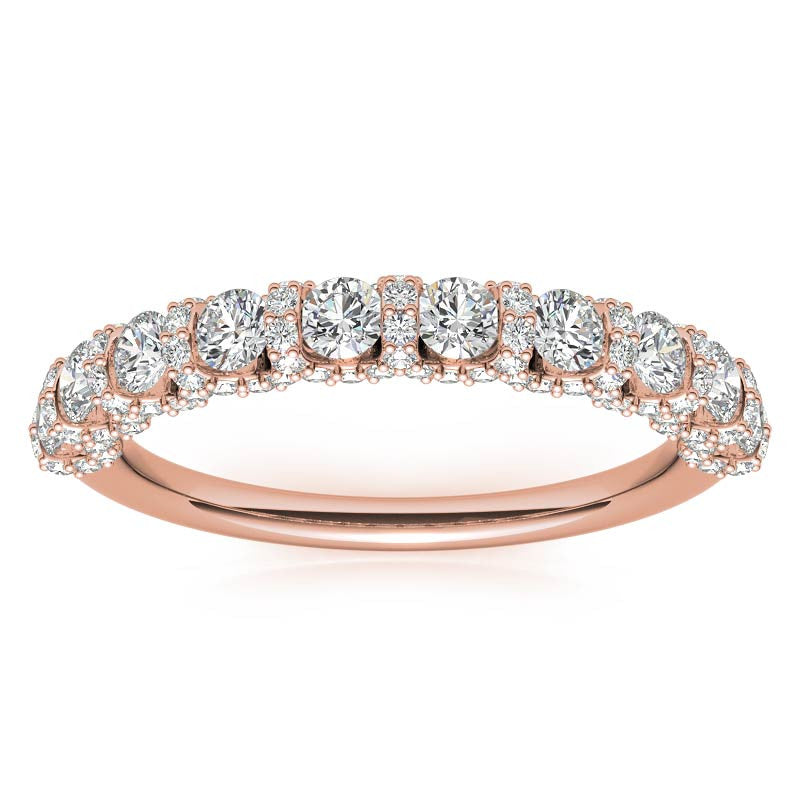 Round Pave U-Prong Moissanite Stackable Band