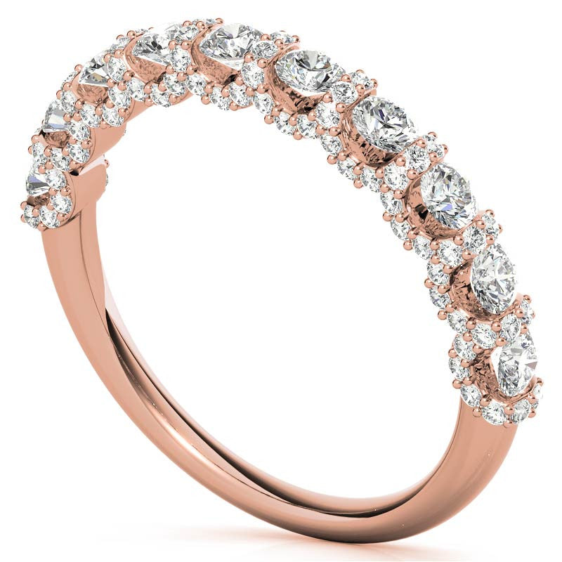Round Pave U-Prong Moissanite Stackable Band