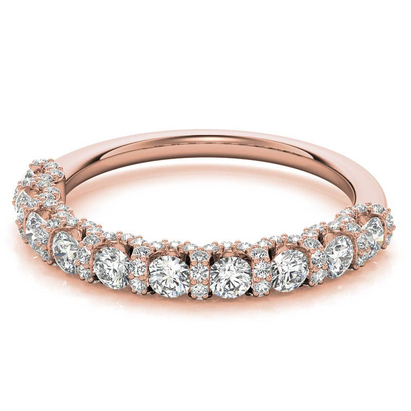 Round Pave U-Prong Moissanite Stackable Band
