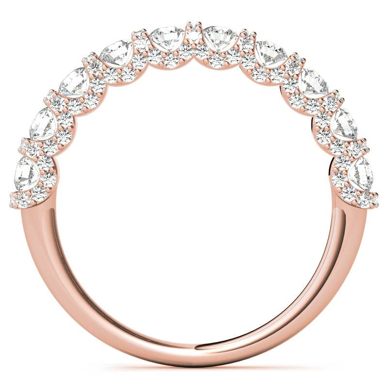 Round Pave U-Prong Moissanite Stackable Band