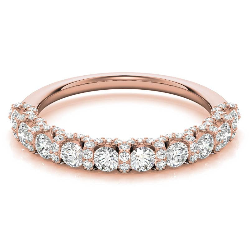 Round Pave U-Prong Moissanite Stackable Band