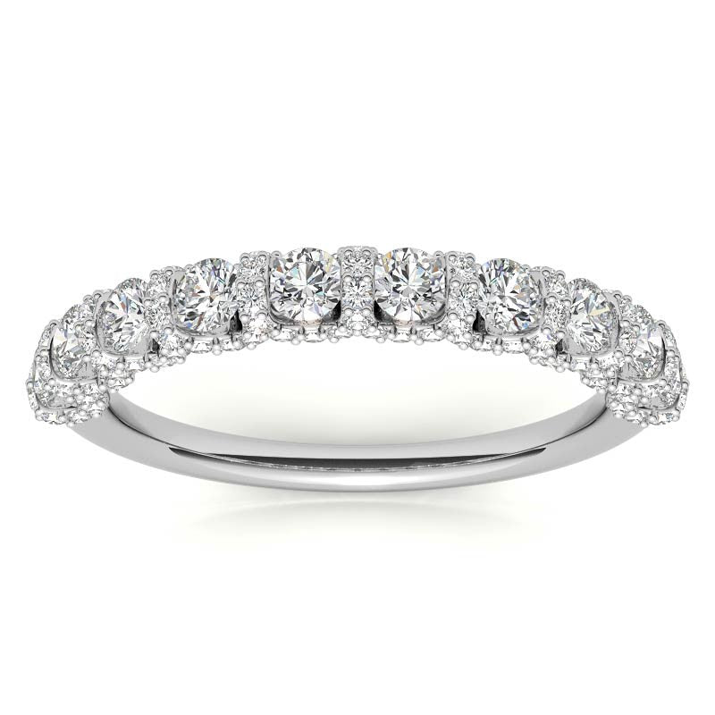 Round Pave U-Prong Moissanite Stackable Band