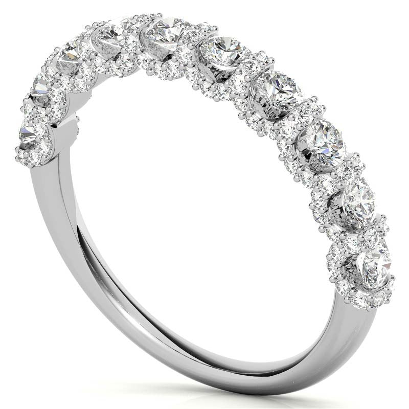 Round Pave U-Prong Moissanite Stackable Band