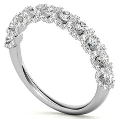Round Pave U-Prong Moissanite Stackable Band