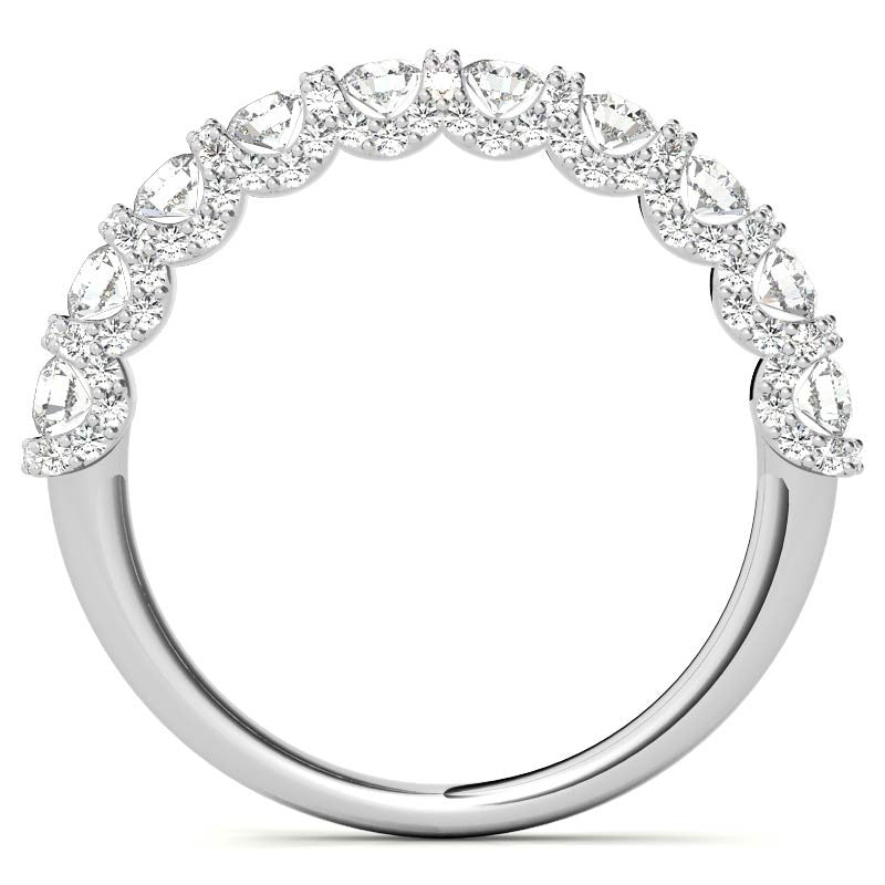 Round Pave U-Prong Moissanite Stackable Band
