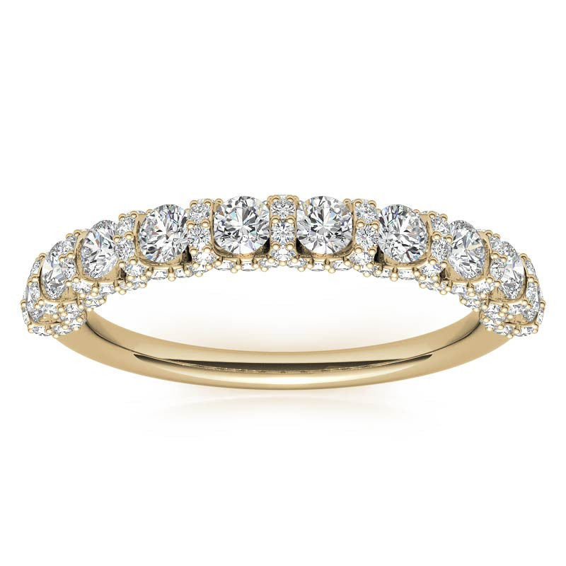 Round Pave U-Prong Moissanite Stackable Band