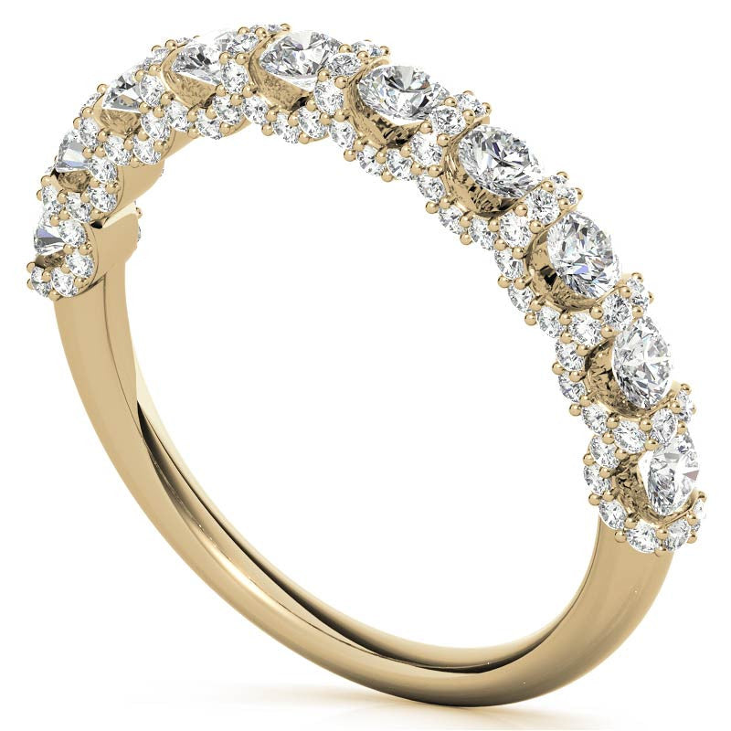 Round Pave U-Prong Moissanite Stackable Band