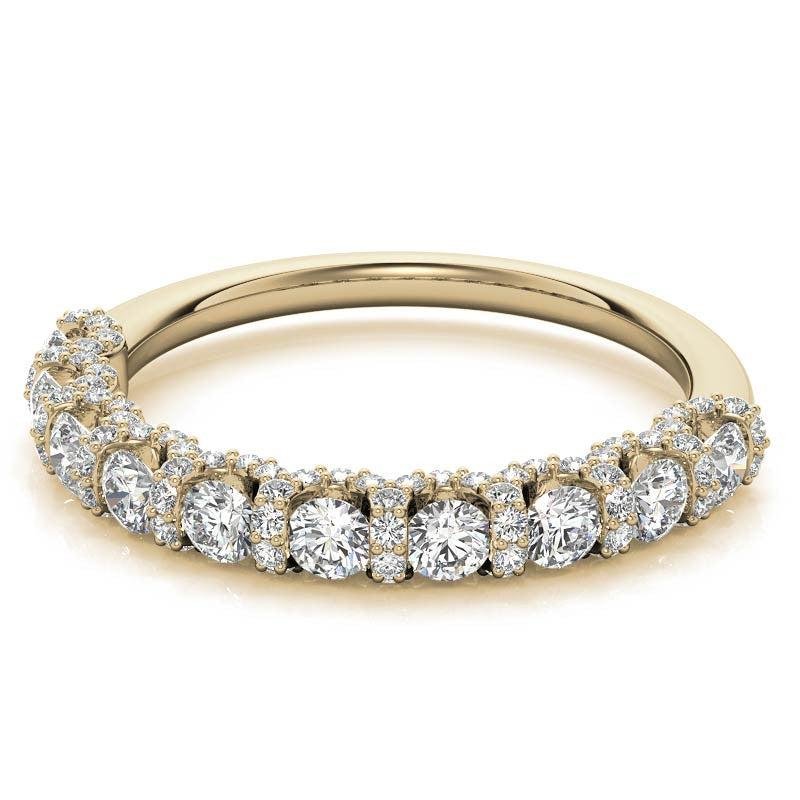 Round Pave U-Prong Moissanite Stackable Band