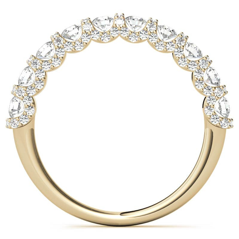Round Pave U-Prong Moissanite Stackable Band