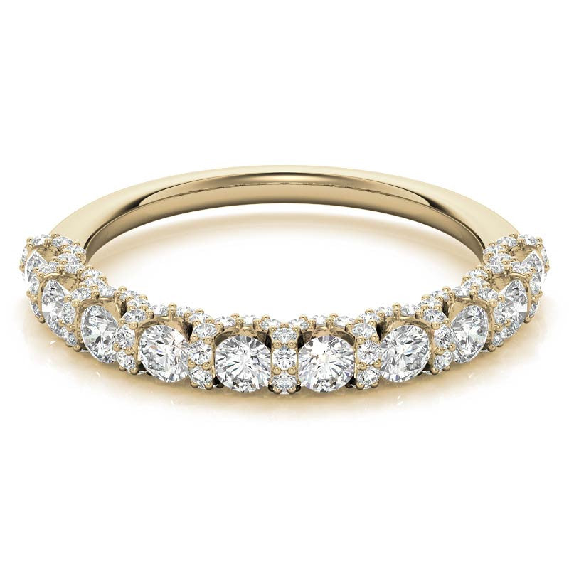 Round Pave U-Prong Moissanite Stackable Band