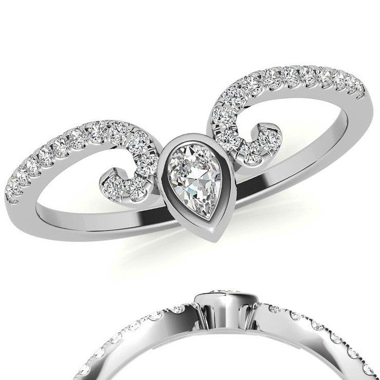 Unique Round and Pear Moissanite Stackable Band