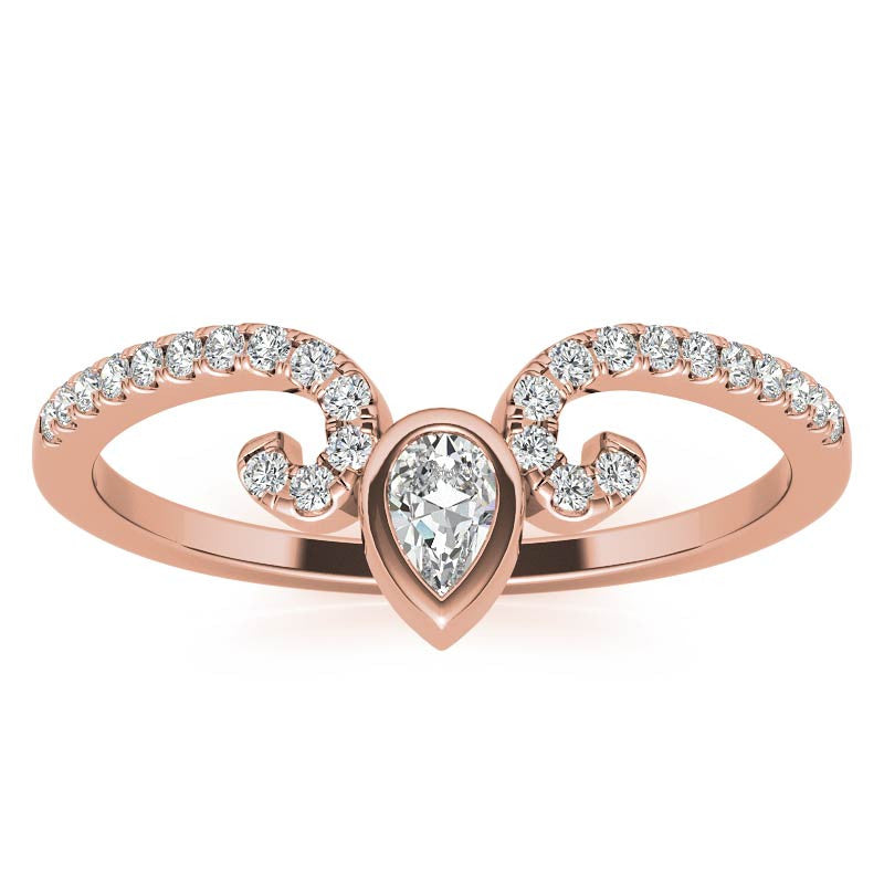 Unique Round and Pear Moissanite Stackable Band